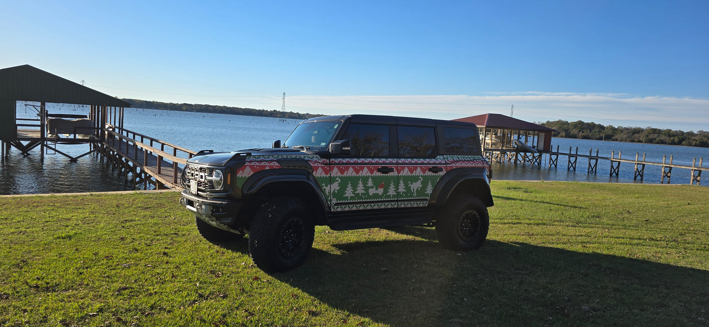 Bronco Raptor Ugly Sweater Holiday Edition Removable Trail Armor