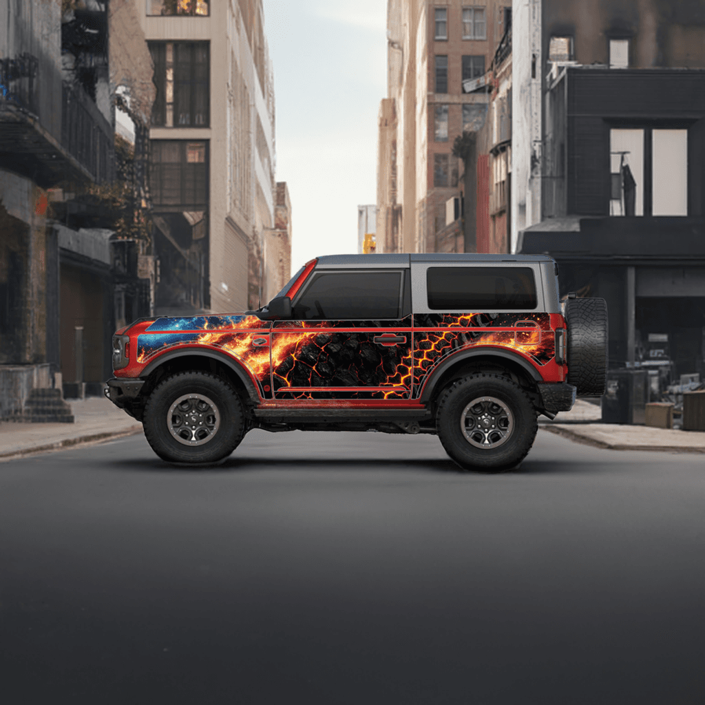 Bronco 2D with lava and flame design